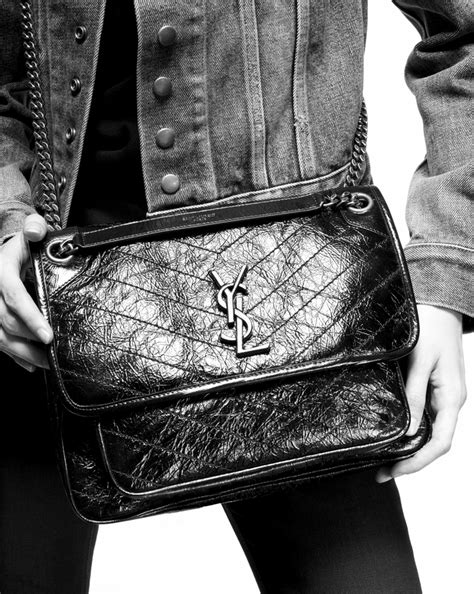 ysl niki nero|Saint Laurent Niki Medium Flap YSL Shoulder Bag in Crinkled .